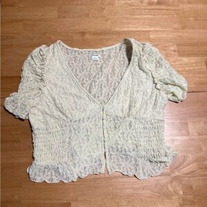 Kimchi Blue Cream Lace Button-Up Blouse